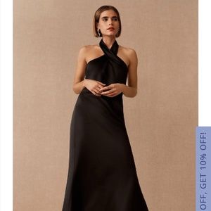 BHLDN Ruby satin charmeuse bridesmaids dress black